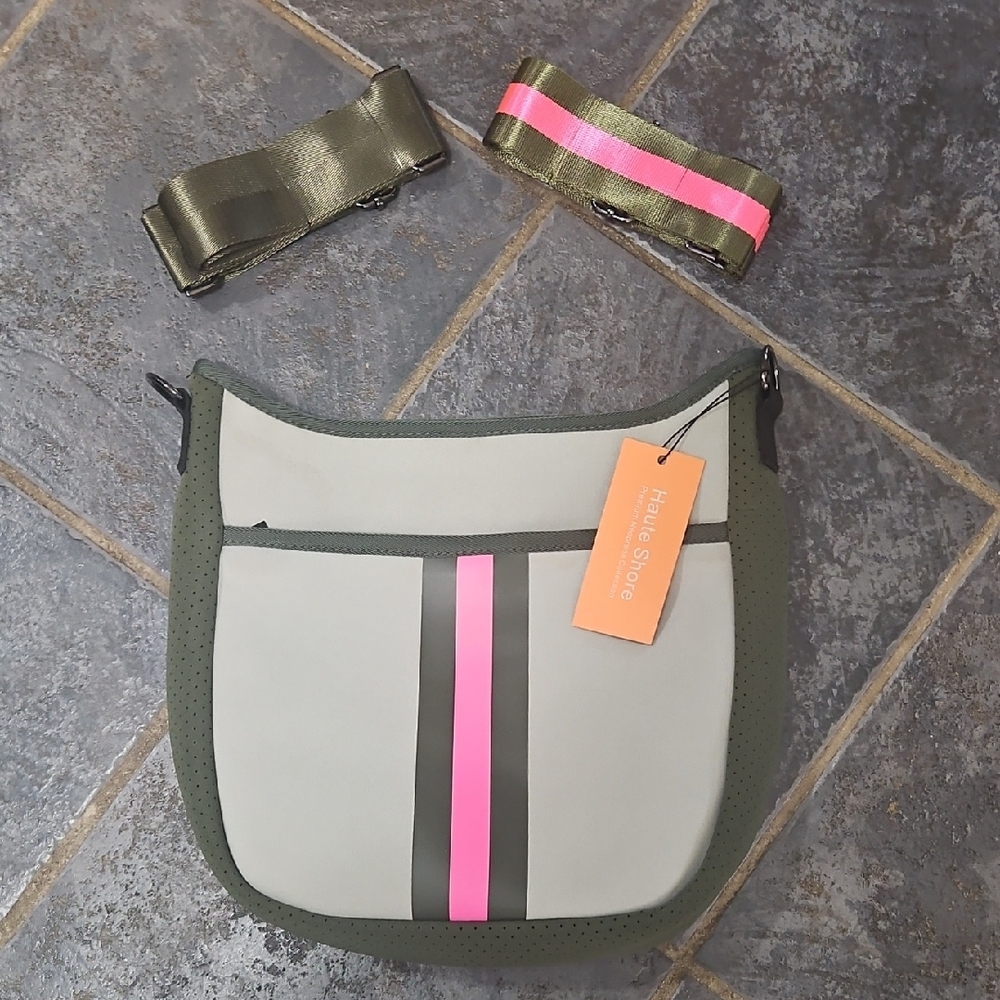 Haute Shore Olive and Pink Crossbody Bag